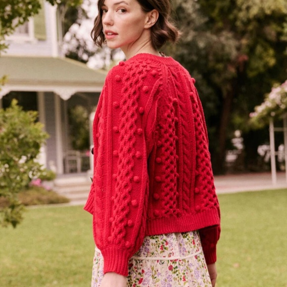 THE GREAT. MOUNTAINSIDE CARDIGAN DEEP ROSE SZ 1 - Picture 2 of 9
